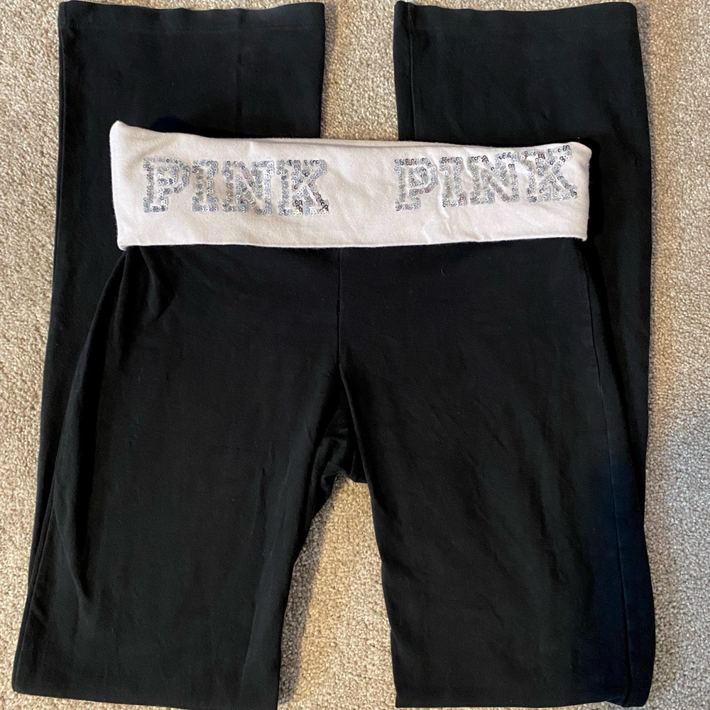 Vintage Y2K PINK Victoria Secret Yoga Sequin Bootcut Leggings Women’s Medium
